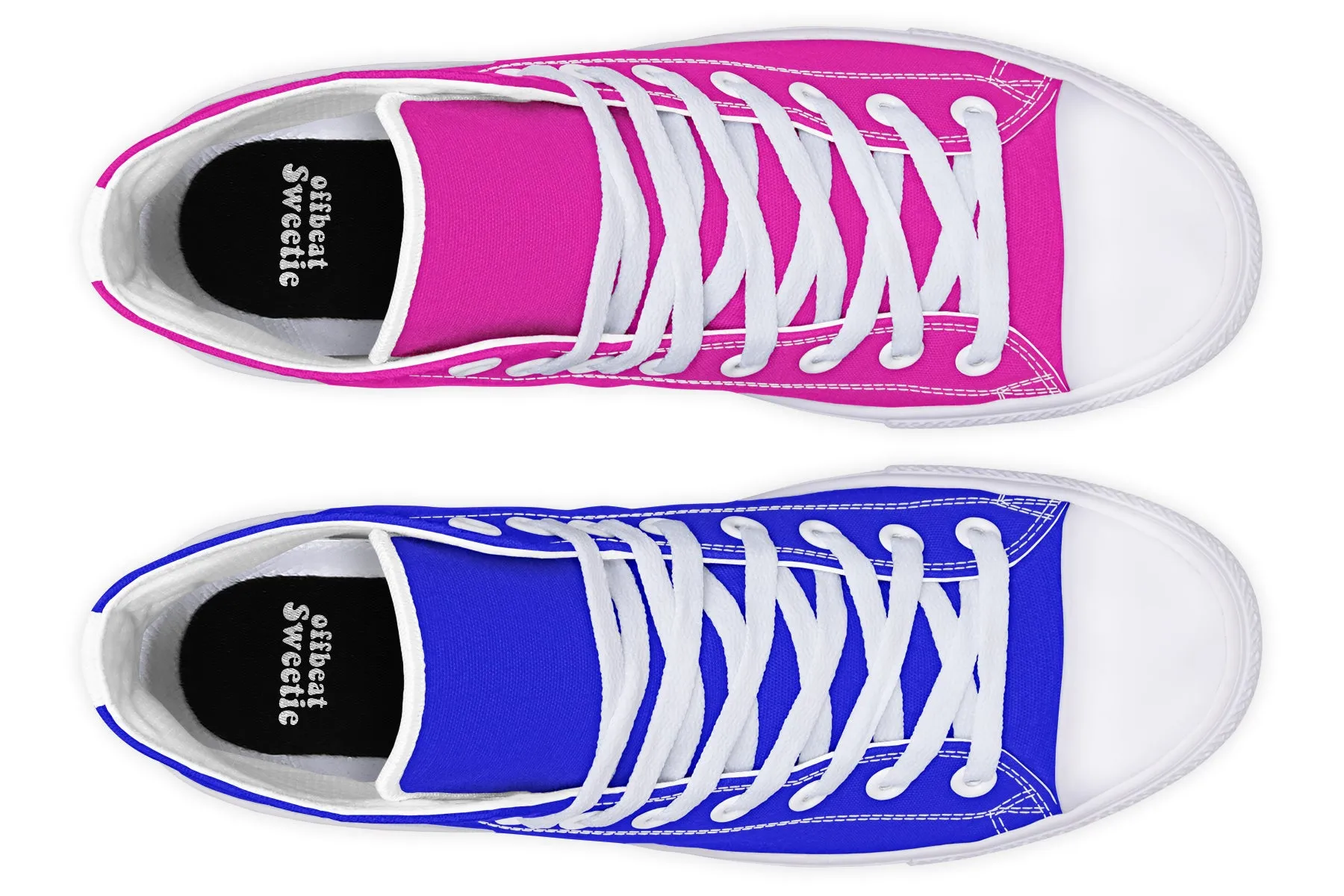 Blue And Pink Mismatch High Tops