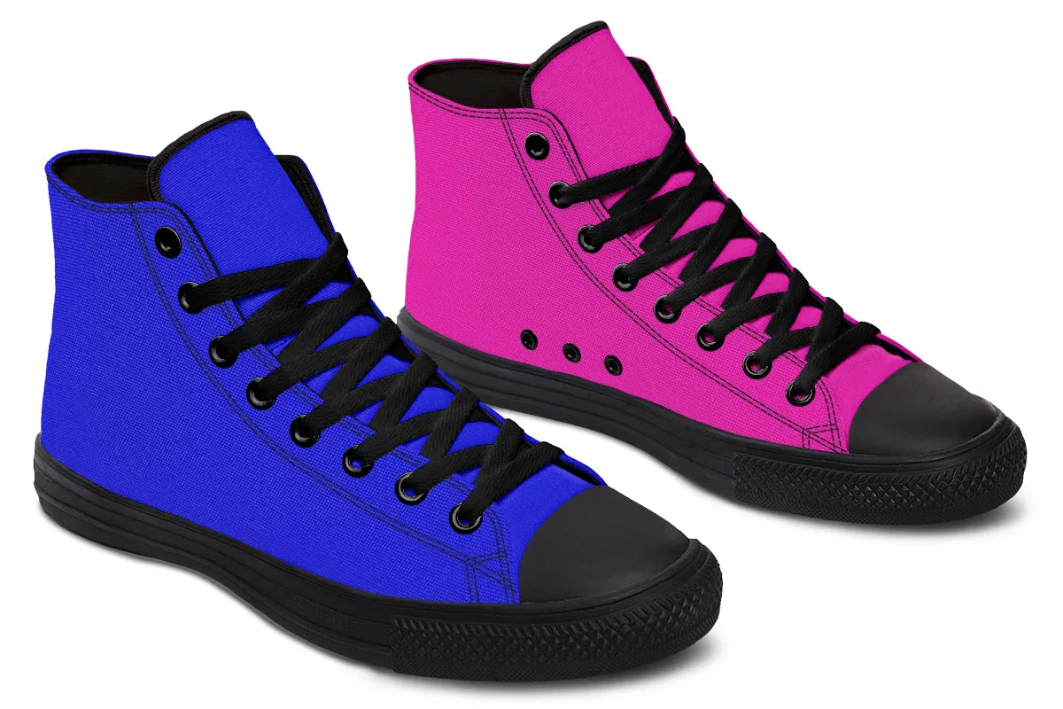 Blue And Pink Mismatch High Tops