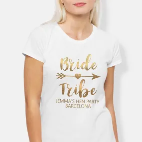 Bride Tribe Personalised Metallic Gold Hen Party T-Shirt