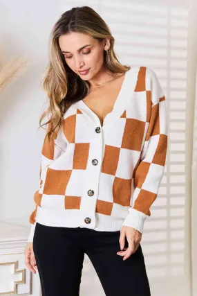 Caramel Checkered Cardigan