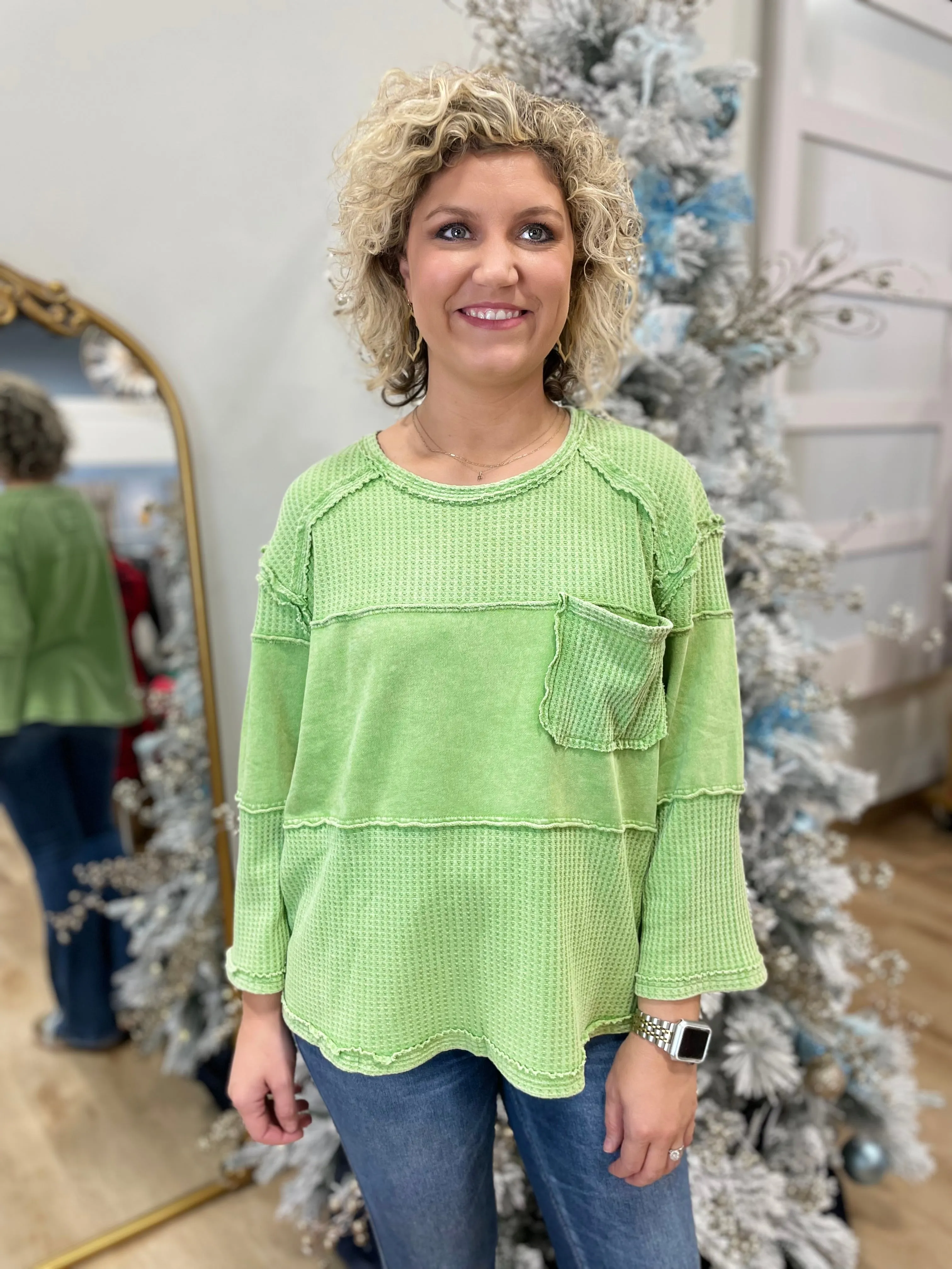 Comfy Cozy Thermal Top Green