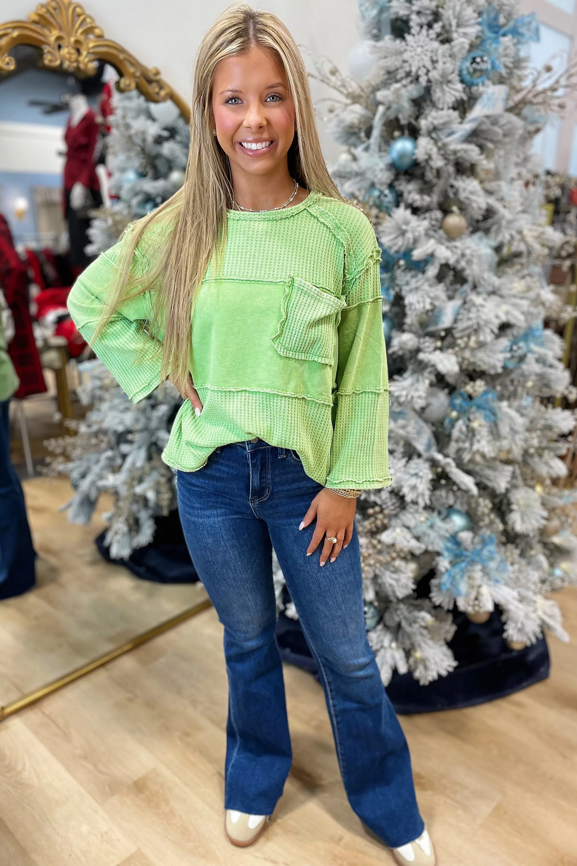 Comfy Cozy Thermal Top Green