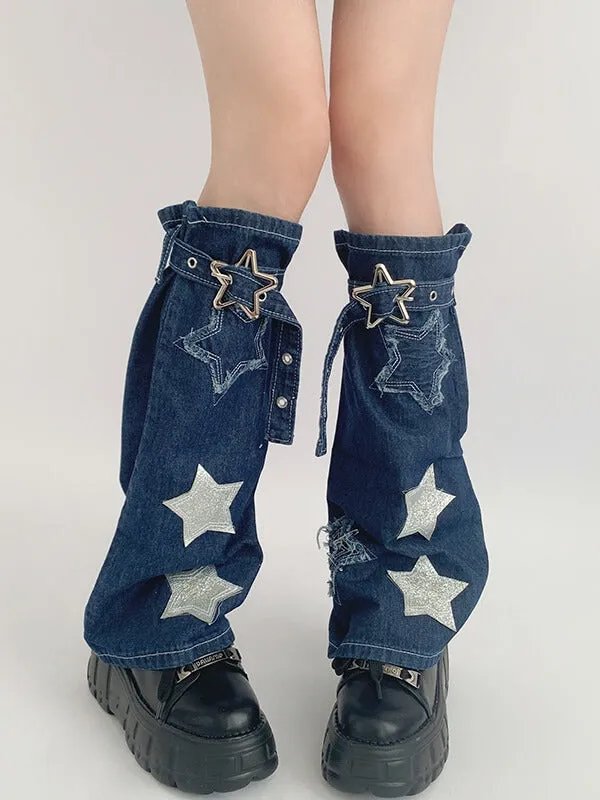 Cool star denim leg warmers