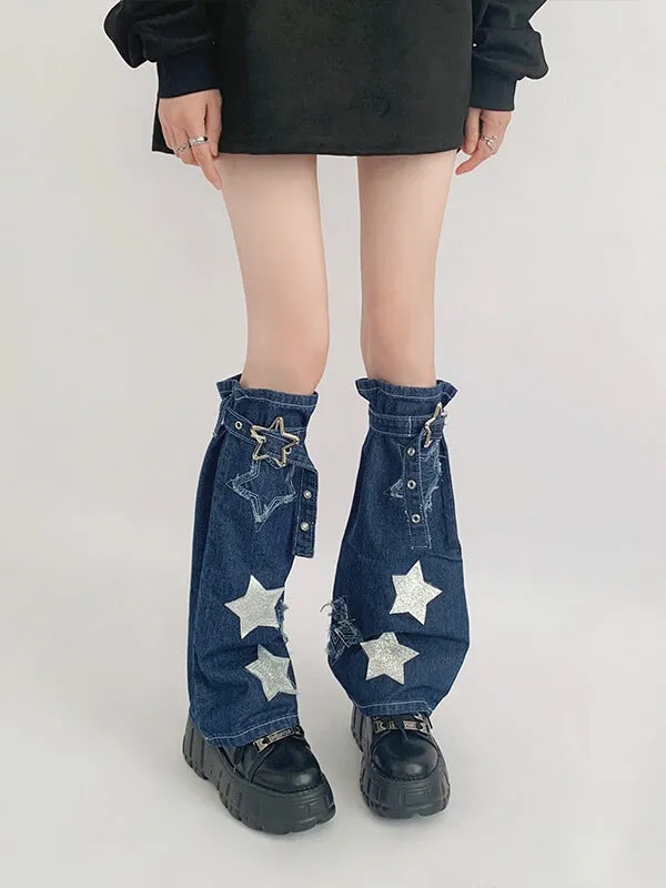 Cool star denim leg warmers