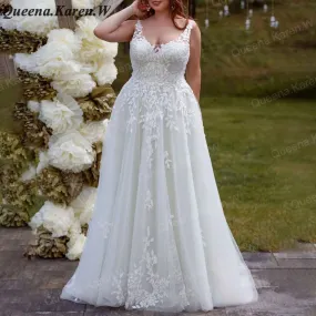 Elegant lace wedding dress V neck A line bride dress robe de mariee A line Wedding Bridal Gown