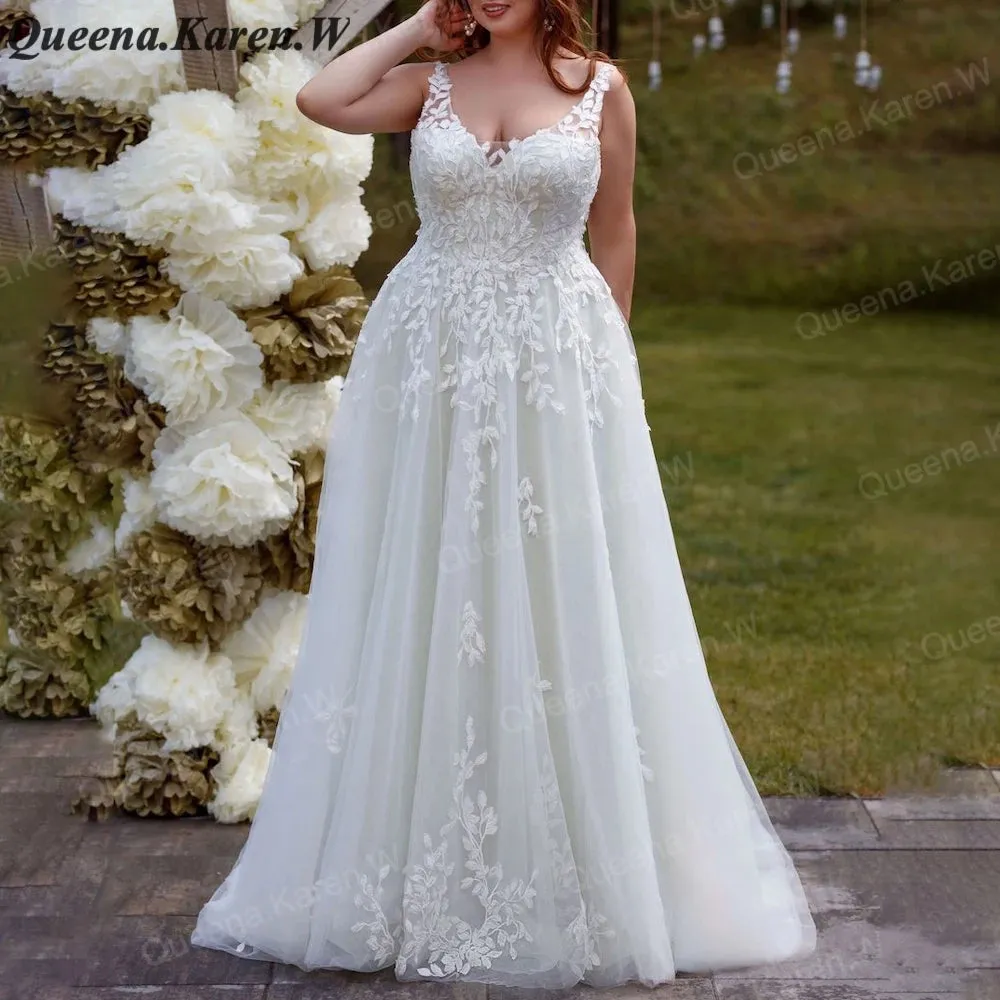 Elegant lace wedding dress V neck A line bride dress robe de mariee A line Wedding Bridal Gown