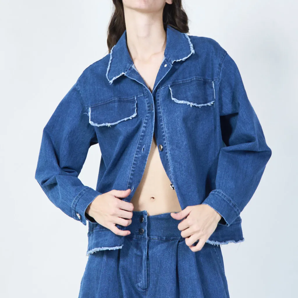 Frayed edge denim jacket wholesale