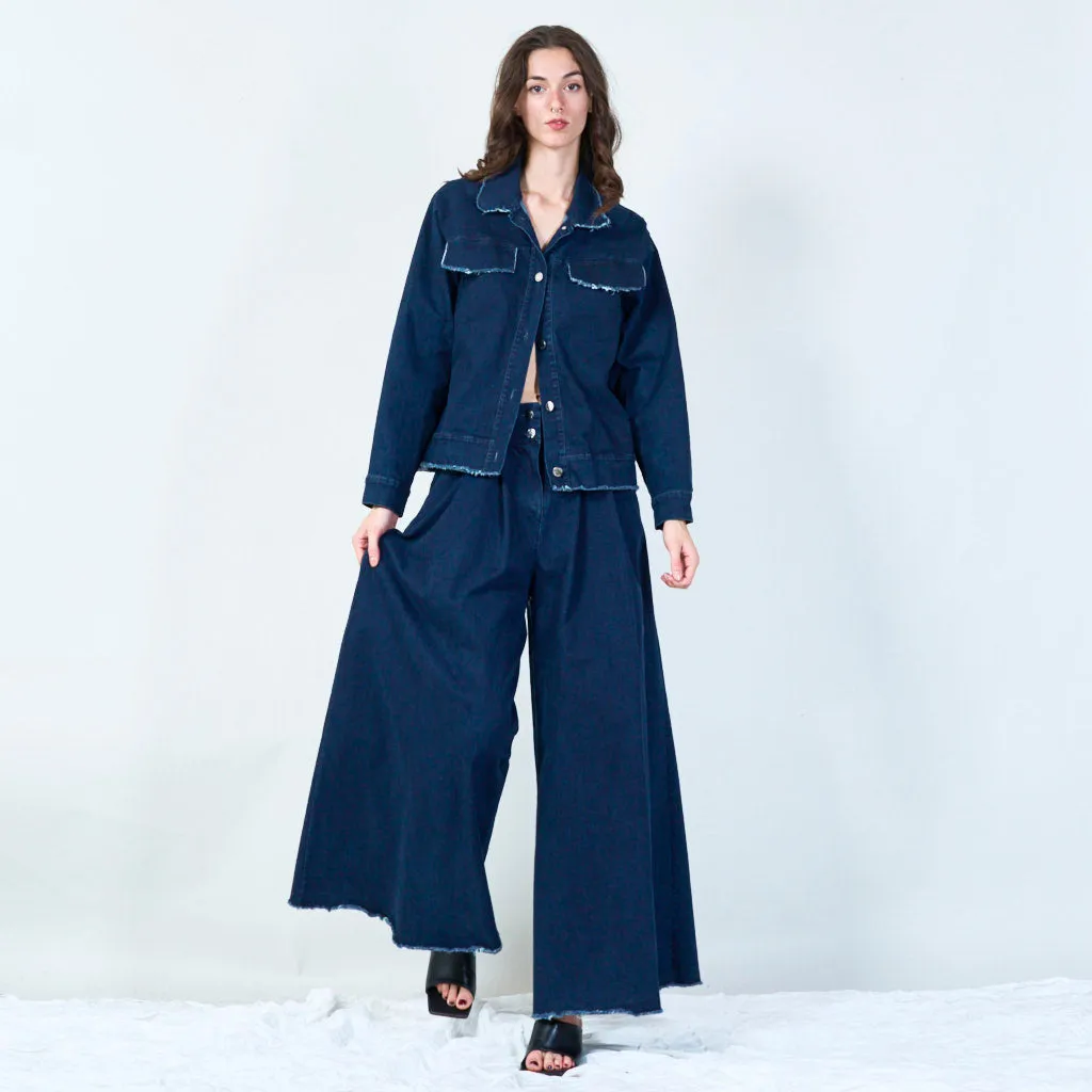 Frayed edge denim jacket wholesale