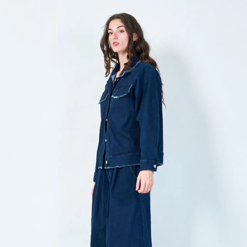 Frayed edge denim jacket wholesale
