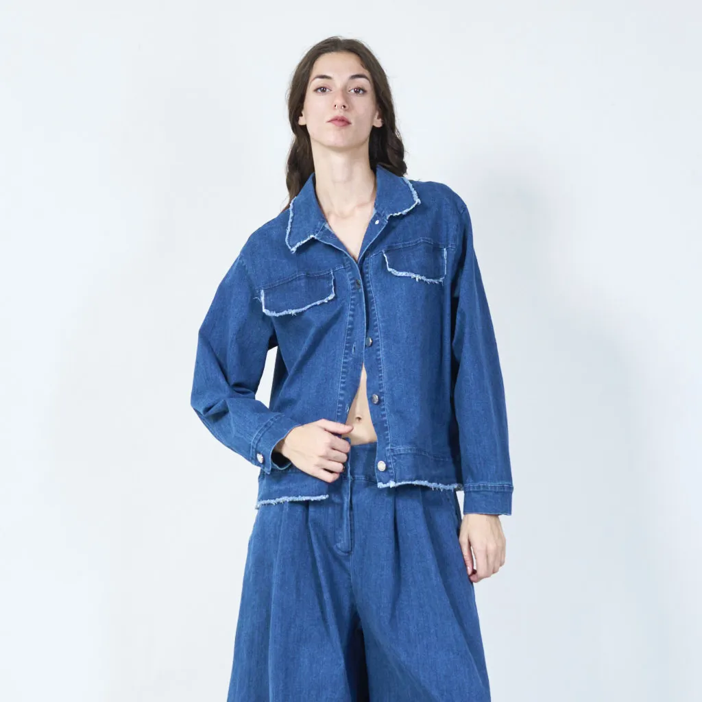 Frayed edge denim jacket wholesale
