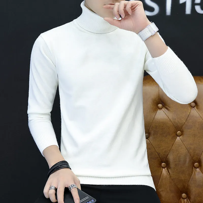 High Collar Men Casual Solid Colored Slimming Trendy Sweater