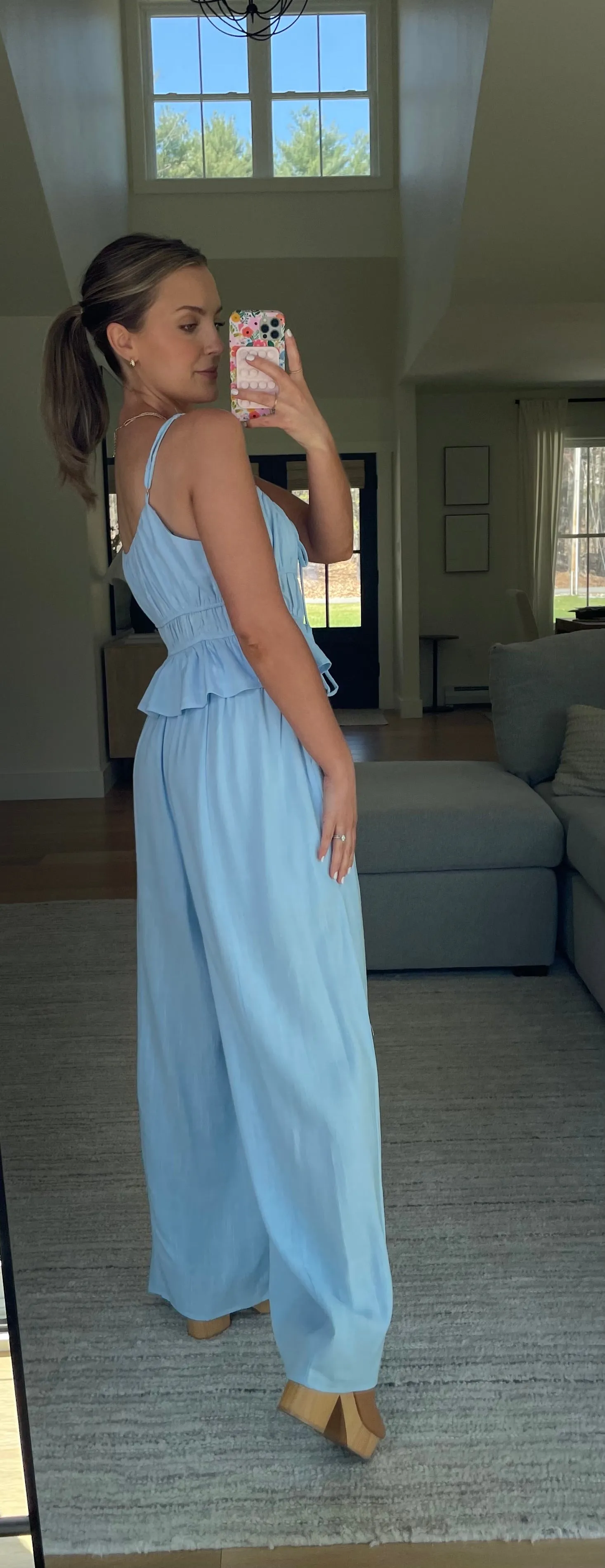 Ice Blue Two Piece Wide Leg Set