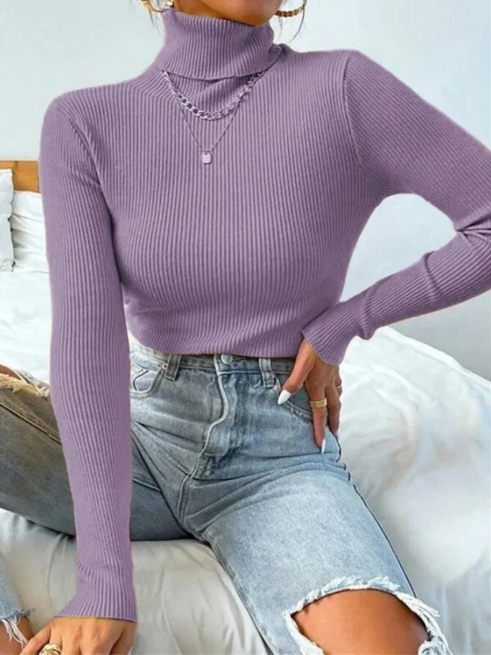 Joskaa Turtleneck Ribbed Knit Sweater