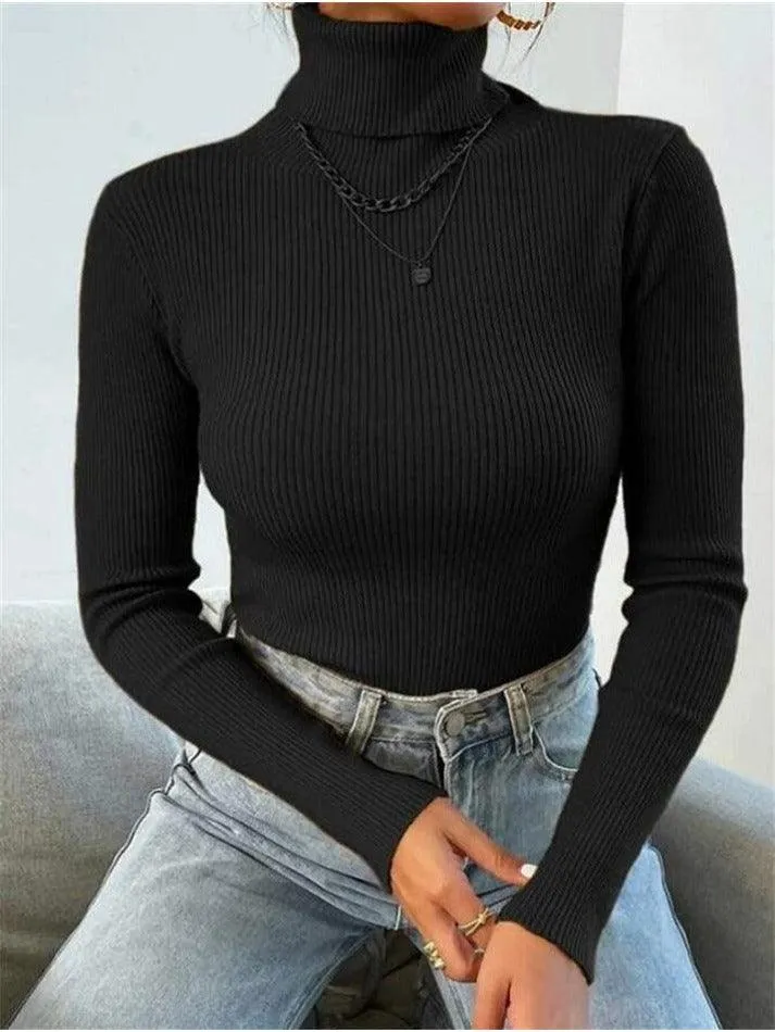 Joskaa Turtleneck Ribbed Knit Sweater