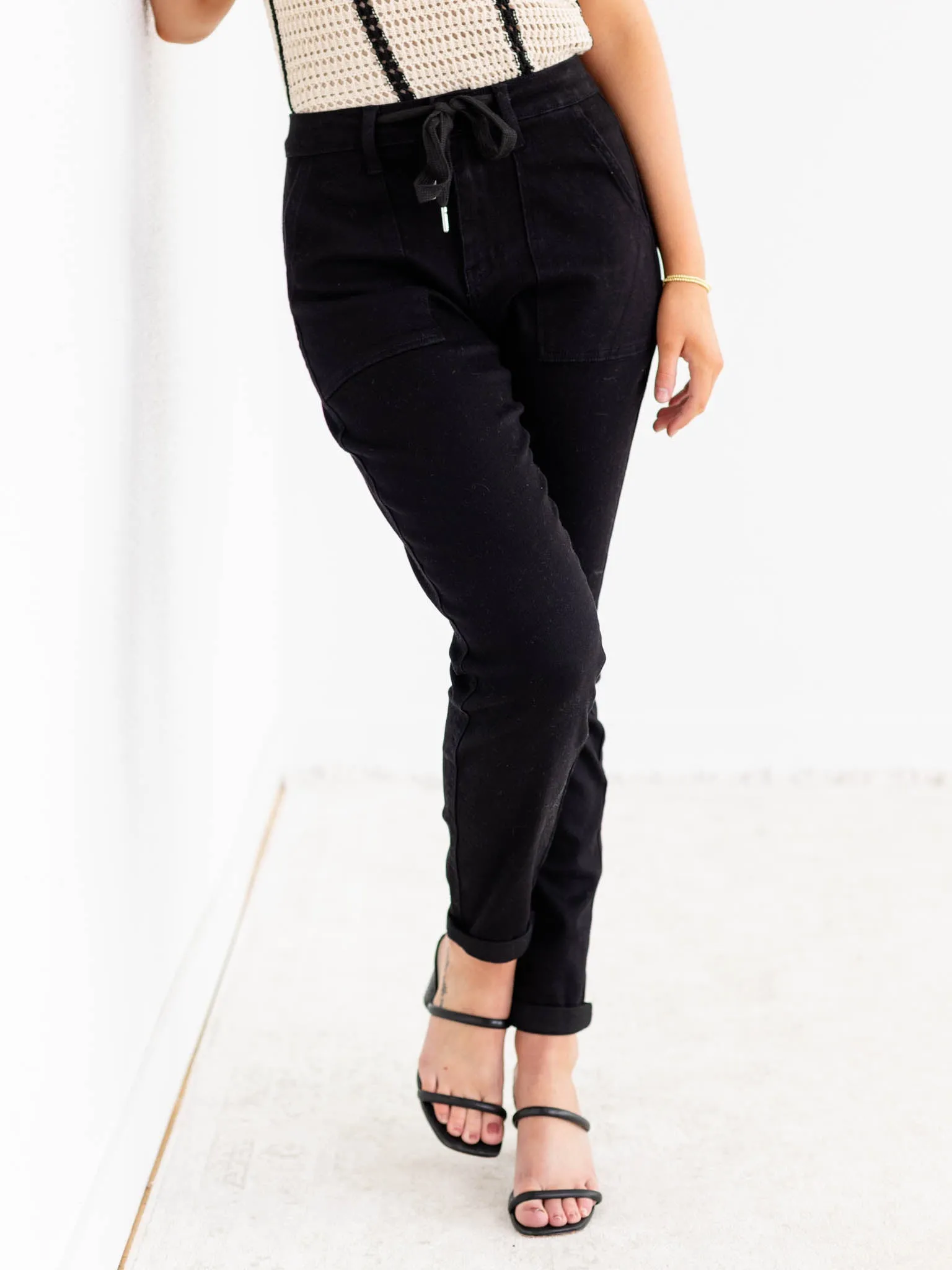 Judy Blue Black High Waist Cuff Jogger