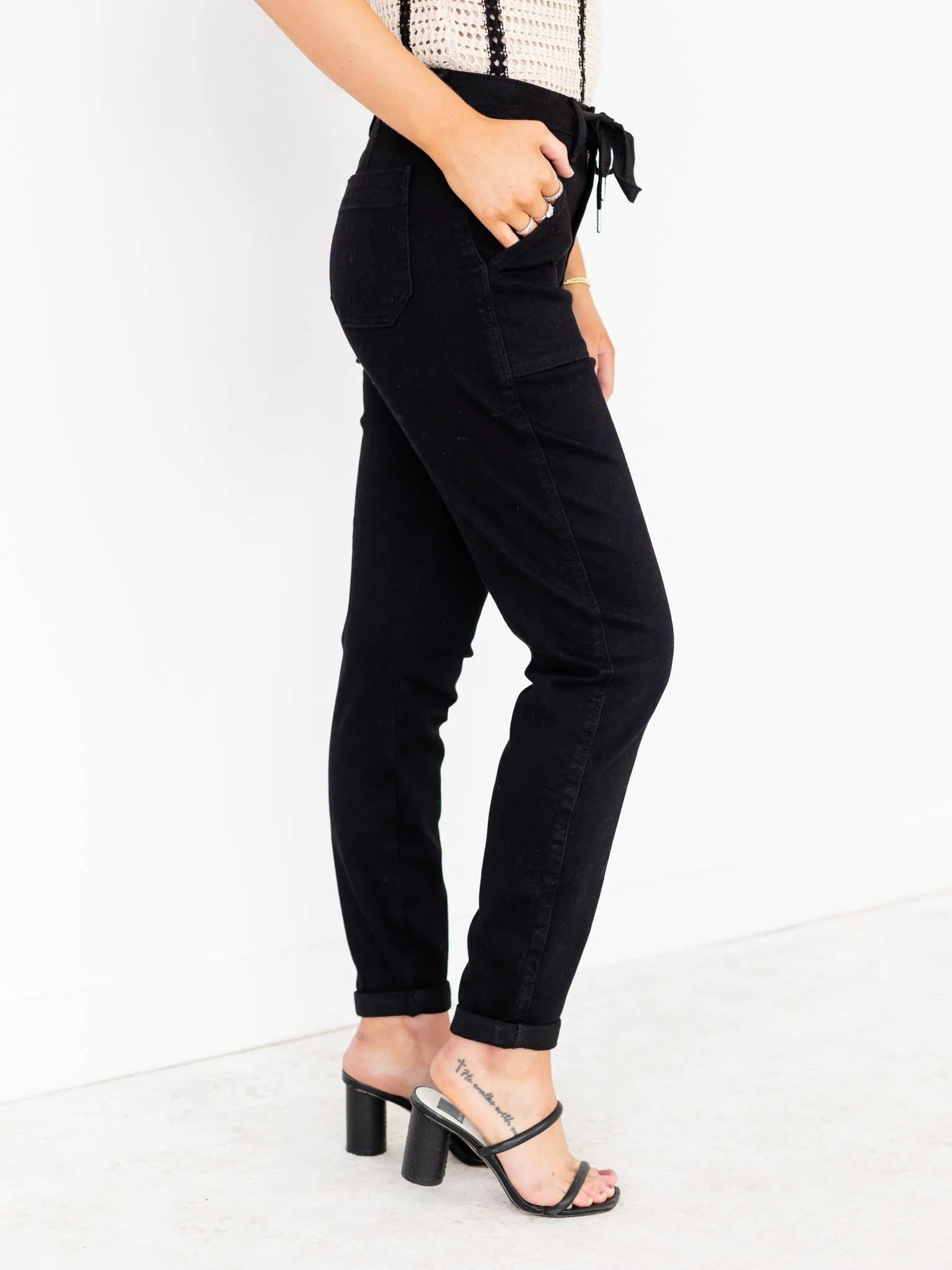 Judy Blue Black High Waist Cuff Jogger