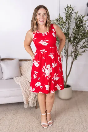 Kelsey Tank Dress in Red Floral
