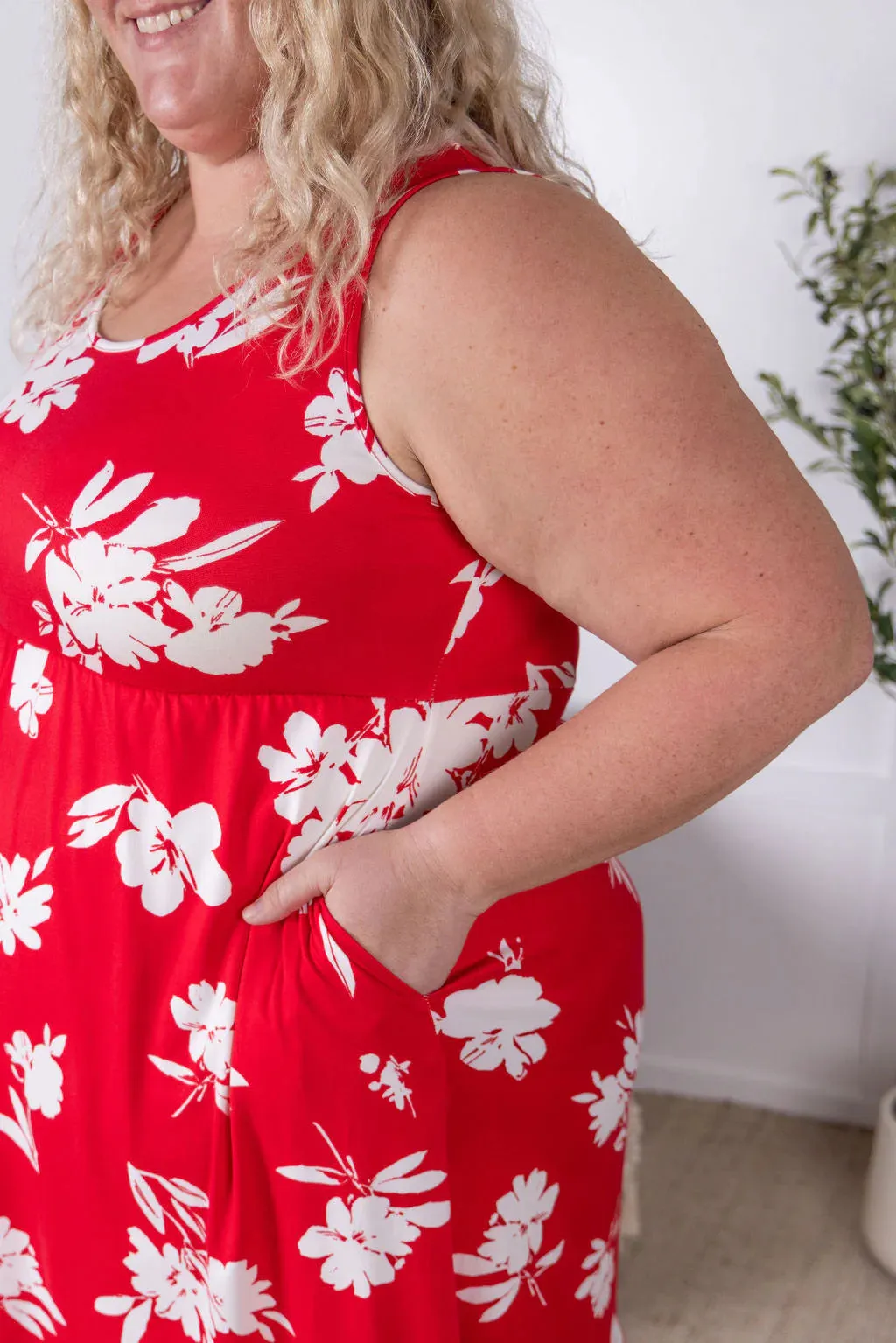 Kelsey Tank Dress in Red Floral