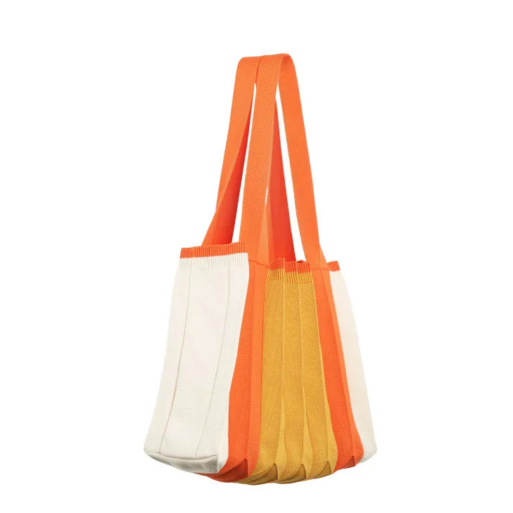 Knit Pleated 2-Way Shopper Bag made from Recycled Ocean Plastic - Hallabong Orange