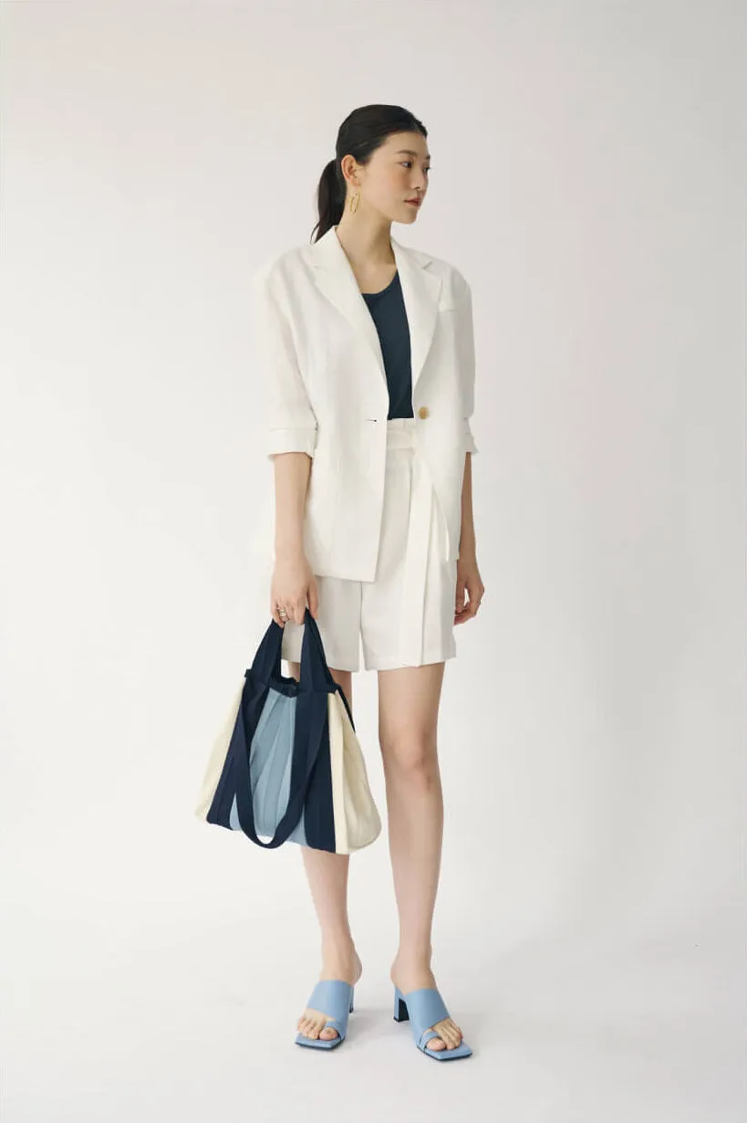 Knit Pleated 2-Way Shopper Bag made from Recycled Ocean Plastic - Navy