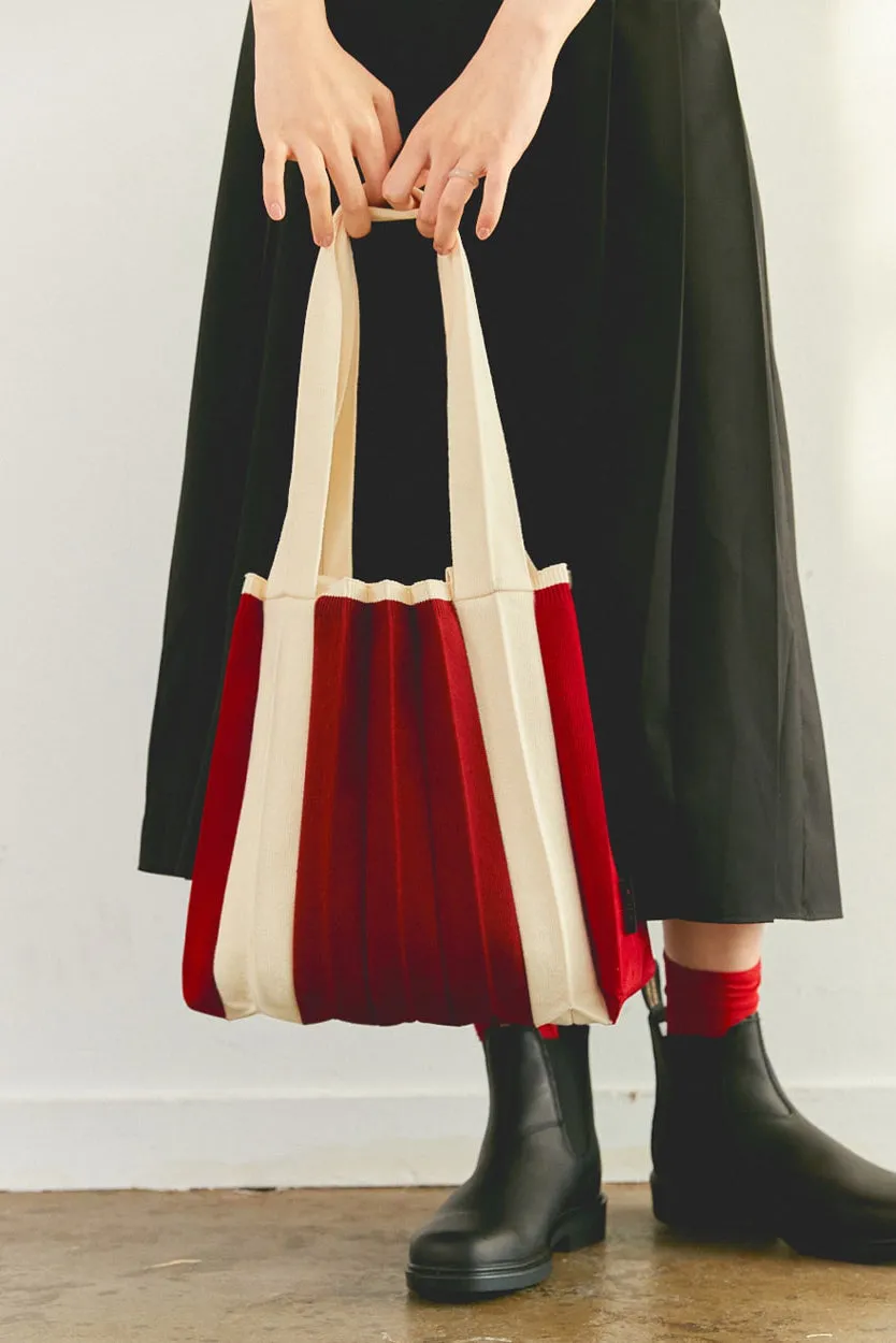 Knit Pleated 2-Way Shopper Bag made from Recycled Ocean Plastic - Red