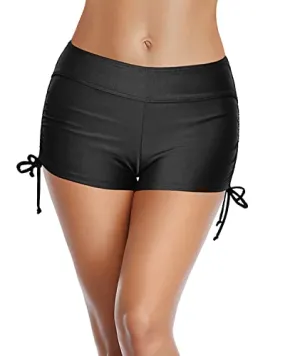 Lightweight Breathable Boyshort Swimsuits For Women-Black