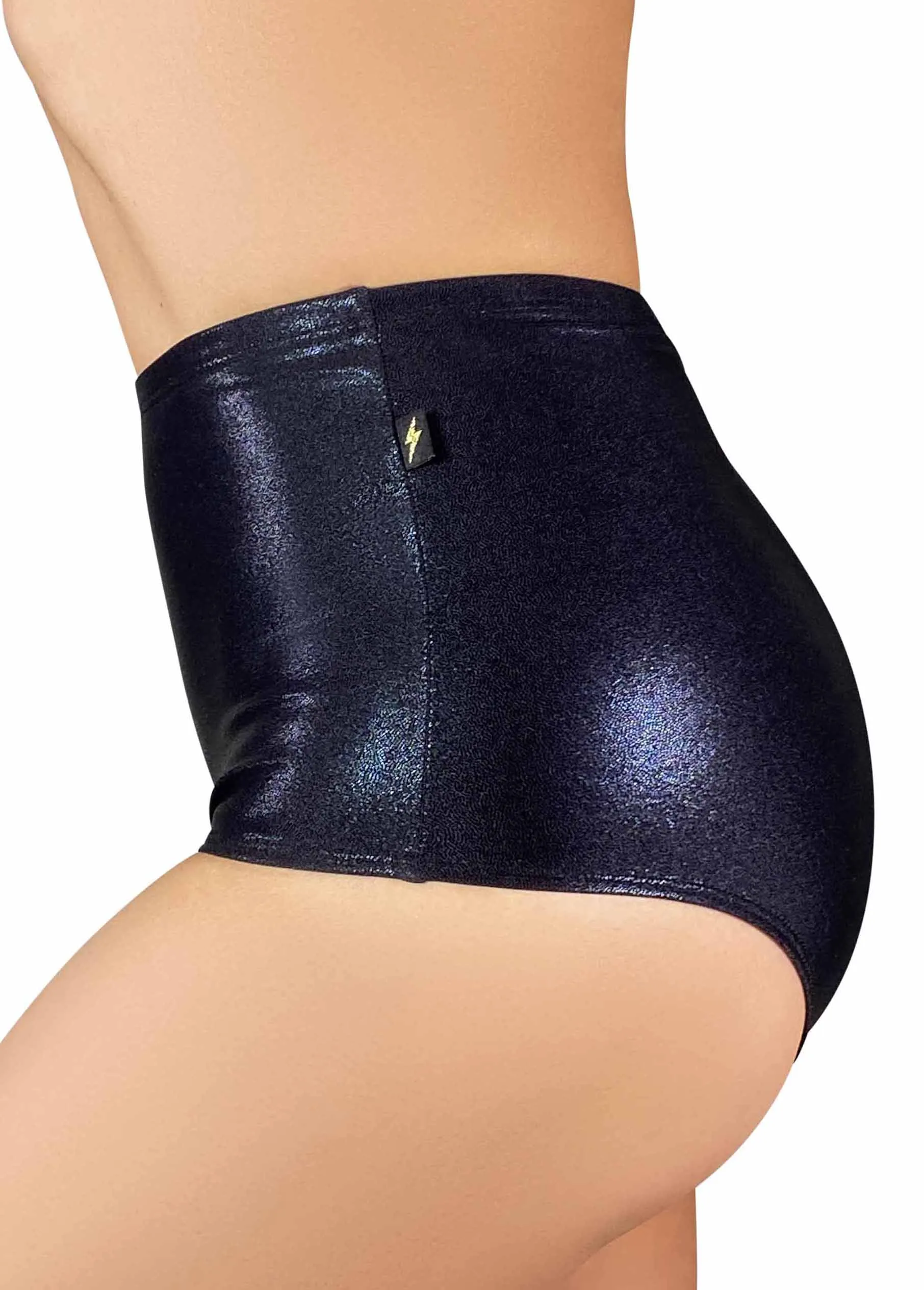 Metallic Pin-up High Waisted Hot Pants