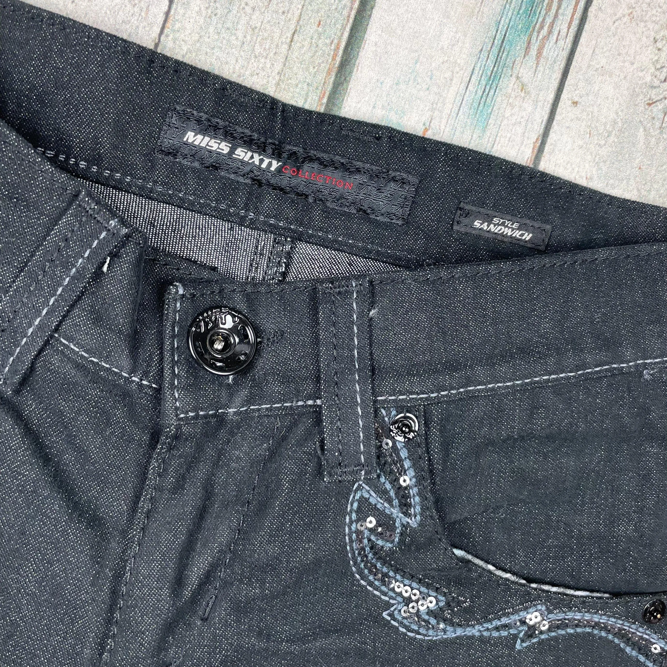 Miss Sixty Black 'Sandwich' Low Rise Slim fit Embellished  Jeans -Size 26