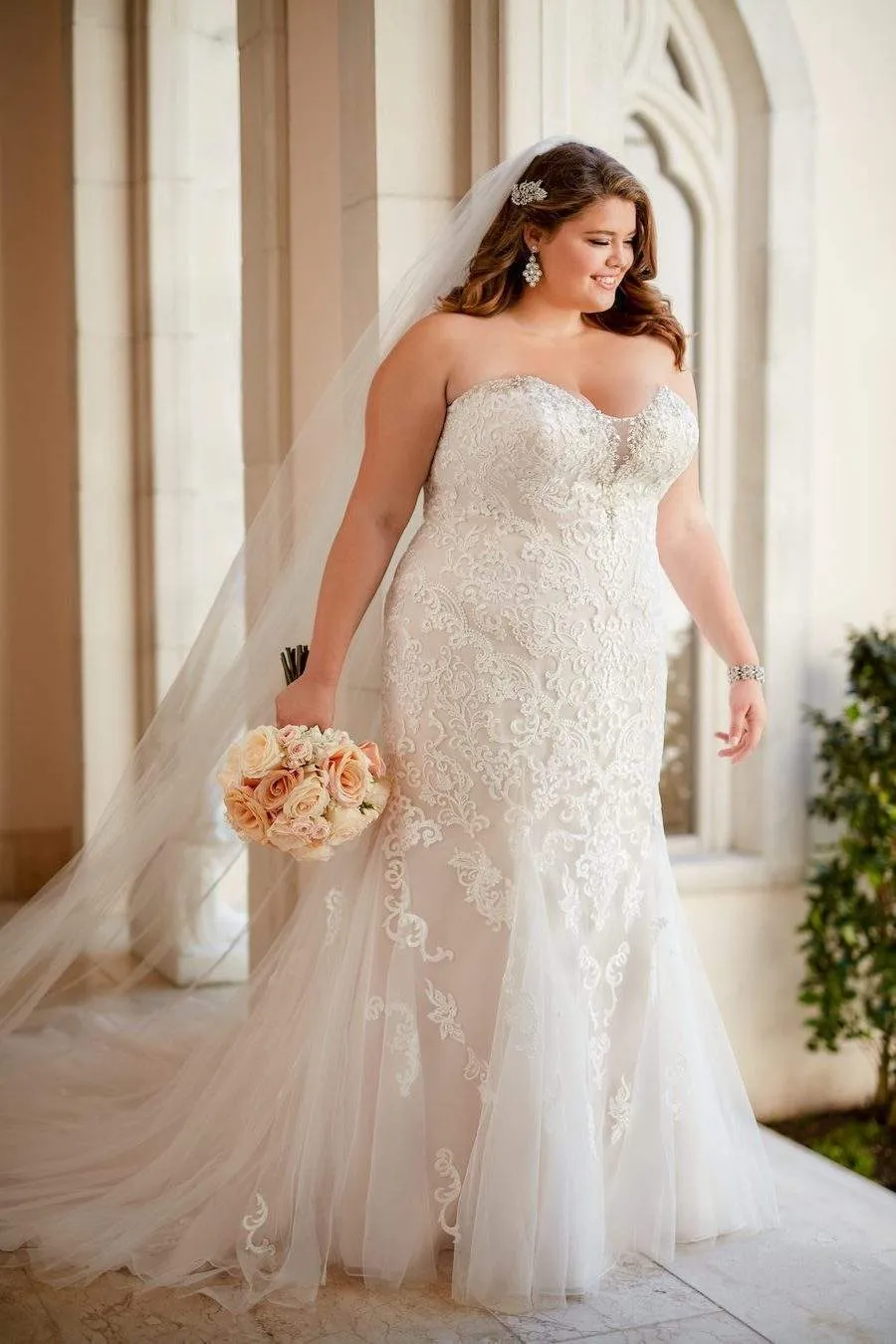 Off Shoulder Plus Size Wedding Gown