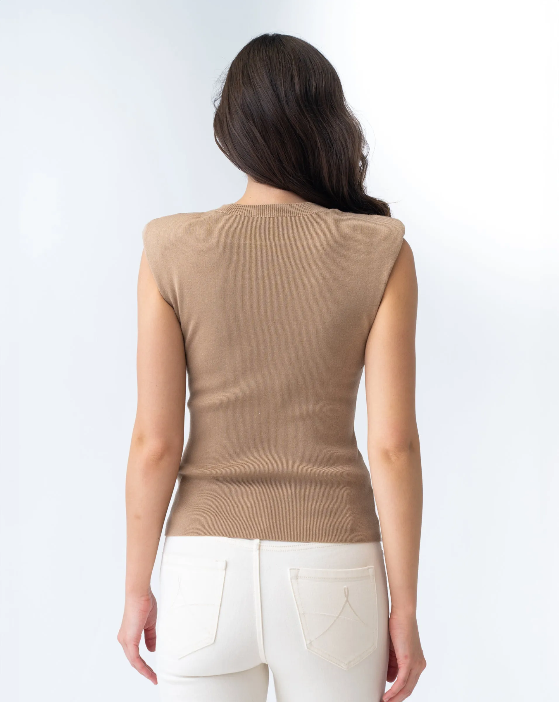 Power Shoulder V-Neck Sweater