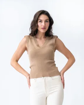Power Shoulder V-Neck Sweater