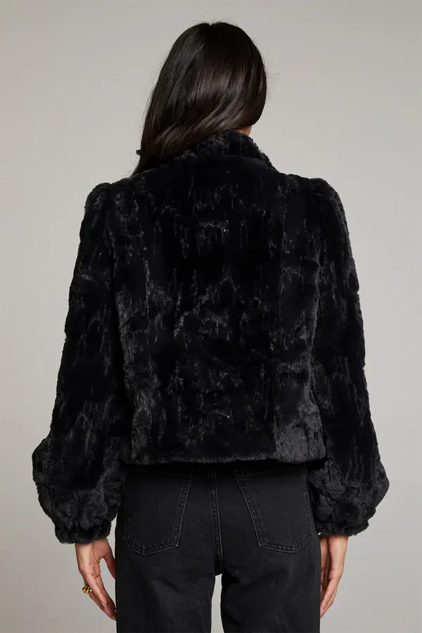 Sequin Faux Fur Coat | Licorice