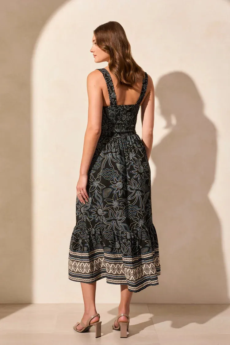 TR937o Lined Sleeveless Dress W/Ruched Square Neck