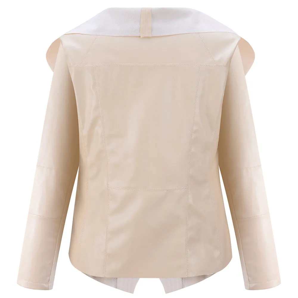 Trendy Lapel Loose PU Jacket Jacket Cardigan Outerwear