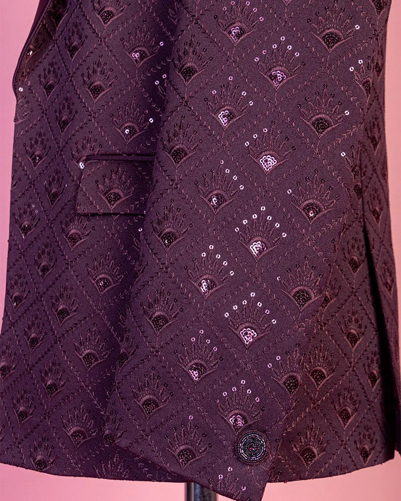 Wine Blazer for Party in Silk