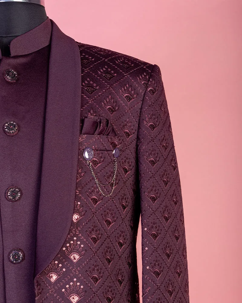 Wine Blazer for Party in Silk