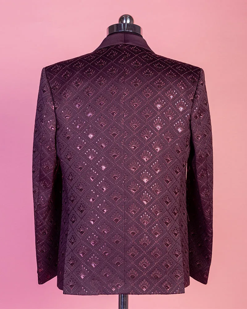 Wine Blazer for Party in Silk